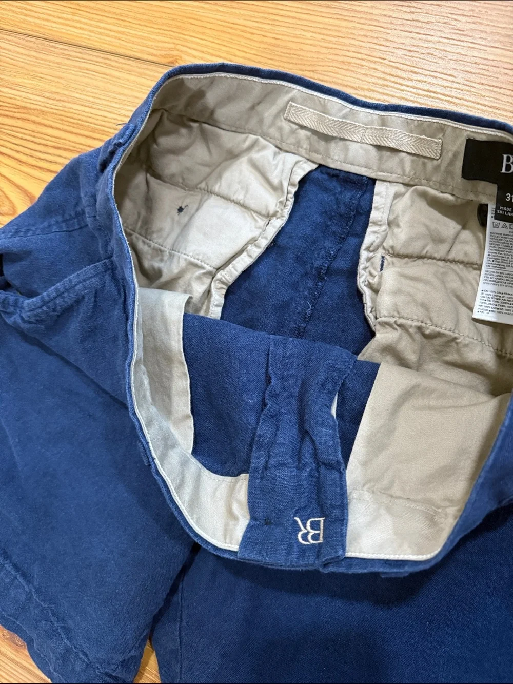 Banana Republic Navy Flat-Front Linen Chino Shorts